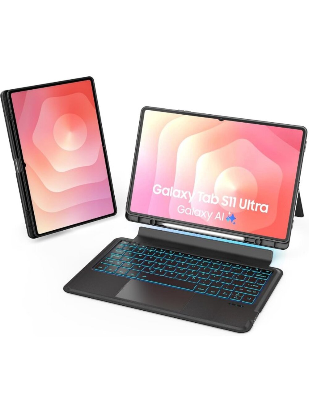Detachable Magnetic Keyboard Case for Galaxy Tab S11 Ultra, 7-Color Backlit
